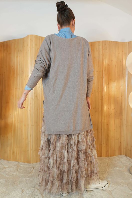 Winnie Ribby Stretch Longline Fine Knit Mocha 